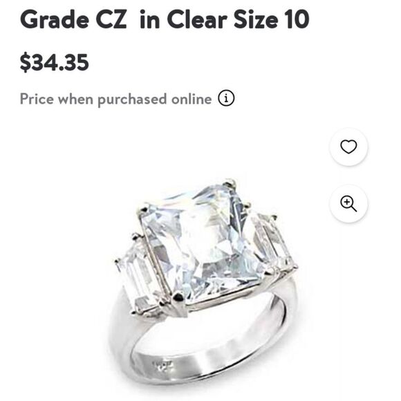 Womans  Sterling Silver 925  Square Highly Polished‎ C.Z.  Sz 5 New - Picture 7 of 10